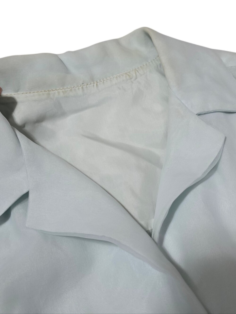 Beautiful light blue long sleeve maxi vintage sheer collared dress with Tie - Picture 3 of 5